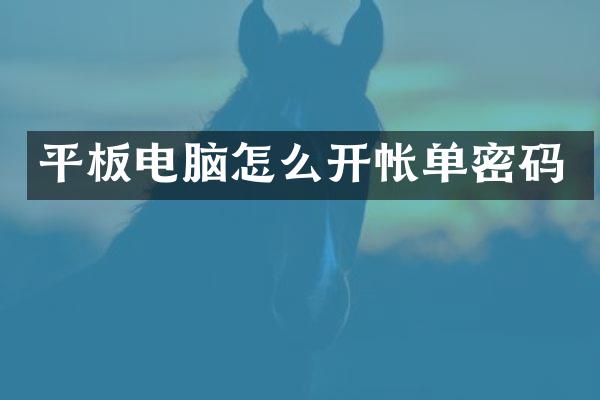 平板电脑怎么开帐单密码