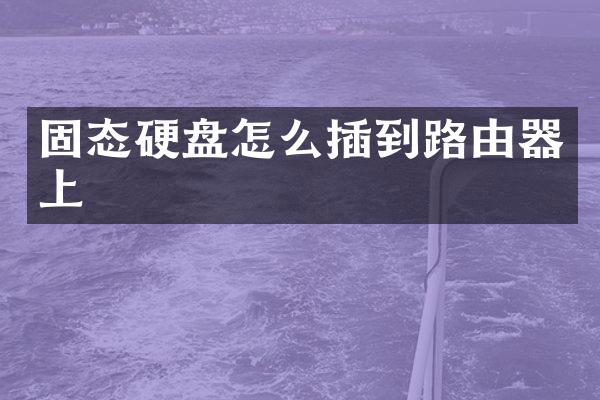 固态硬盘怎么插到路由器上