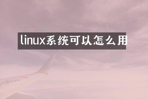 linux系统可以怎么用