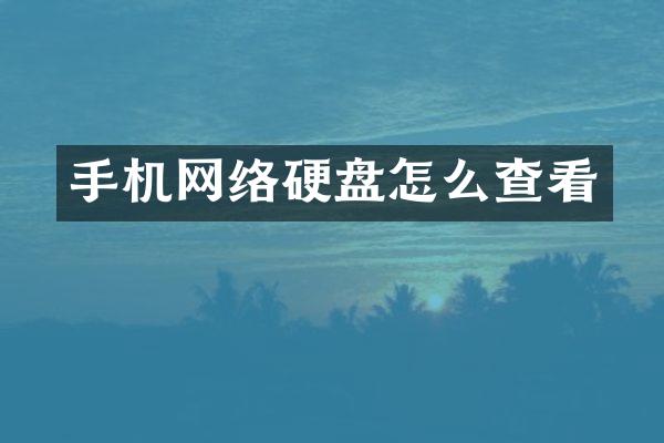 手机网络硬盘怎么查看