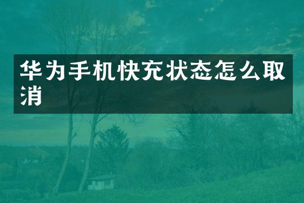 华为手机快充状态怎么取消