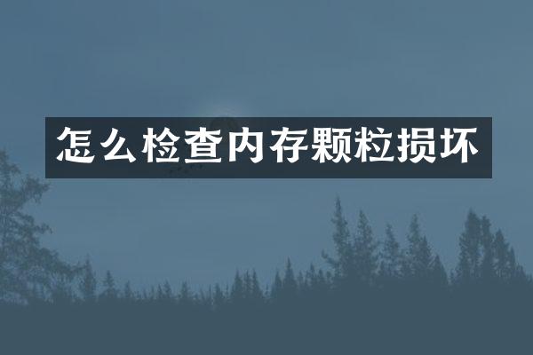 怎么检查内存颗粒损坏