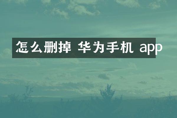 怎么删掉 华为手机 app