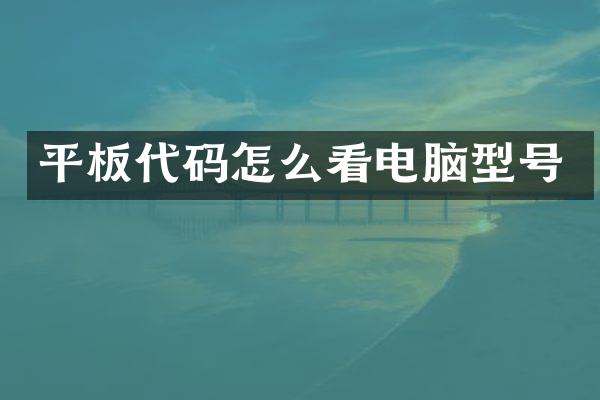 平板代码怎么看电脑型号