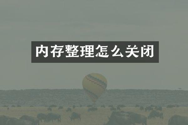 内存整理怎么关闭