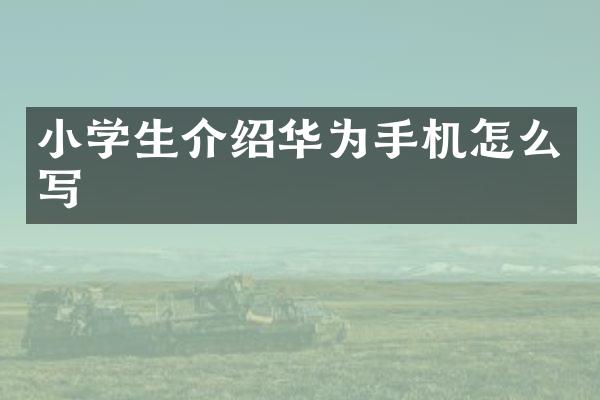 小学生介绍华为手机怎么写