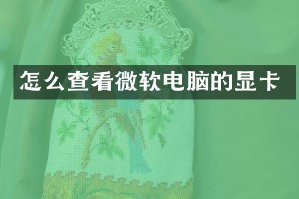怎么查看微软电脑的显卡