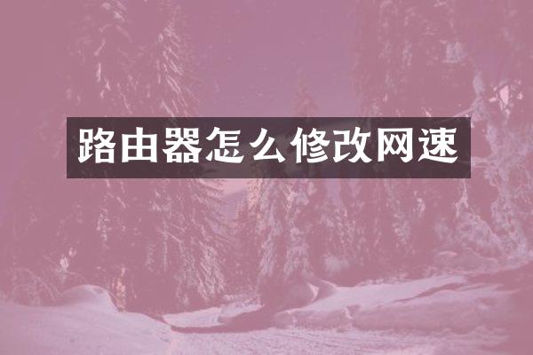 路由器怎么修改网速