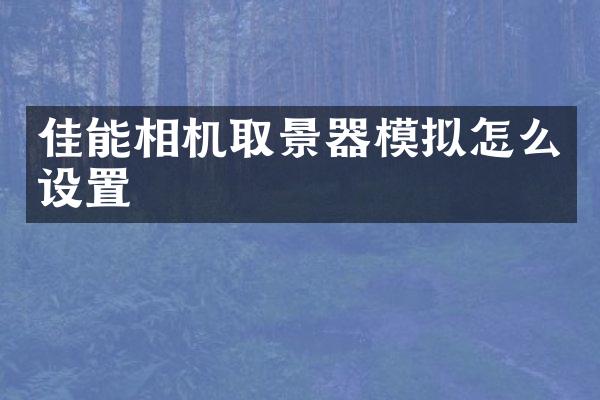 佳能相机取景器模拟怎么设置