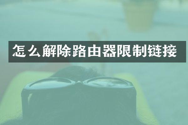 怎么解除路由器限制链接