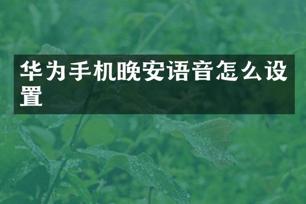 华为手机晚安语音怎么设置