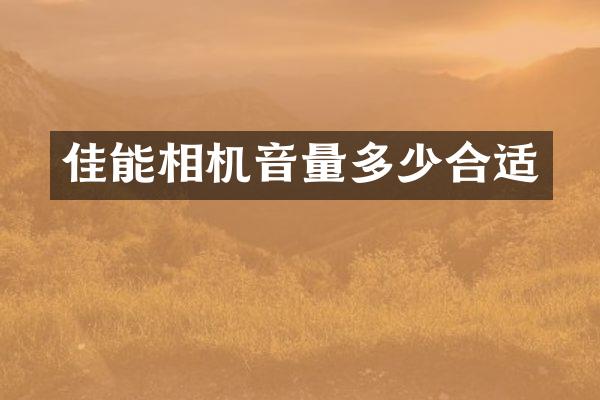 佳能相机音量多少合适