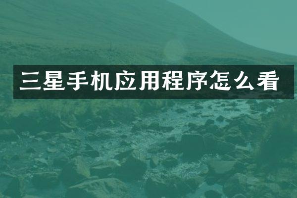 三星手机应用程序怎么看