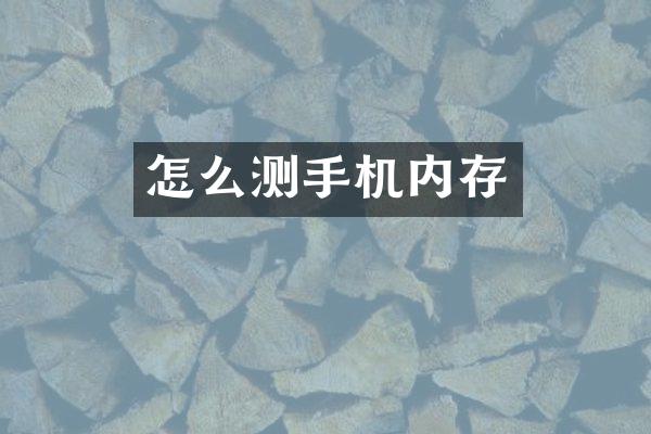 怎么测手机内存