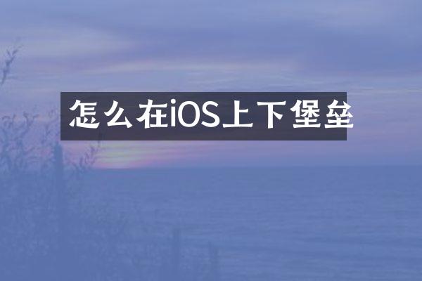 怎么在iOS上下堡垒
