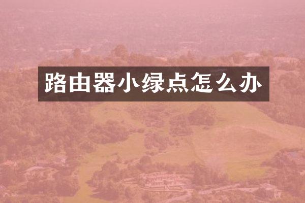 路由器小绿点怎么办