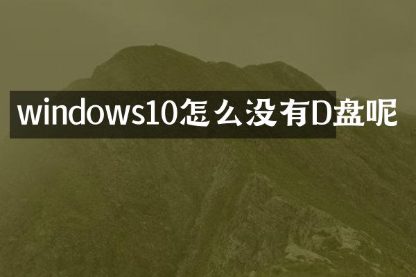 windows10怎么没有D盘呢