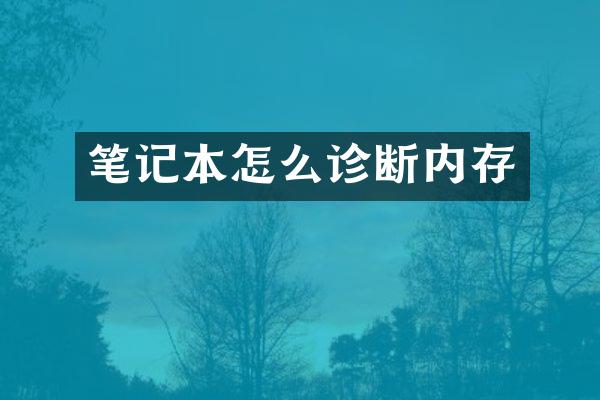 笔记本怎么诊断内存
