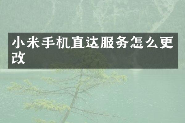 小米手机直达服务怎么更改