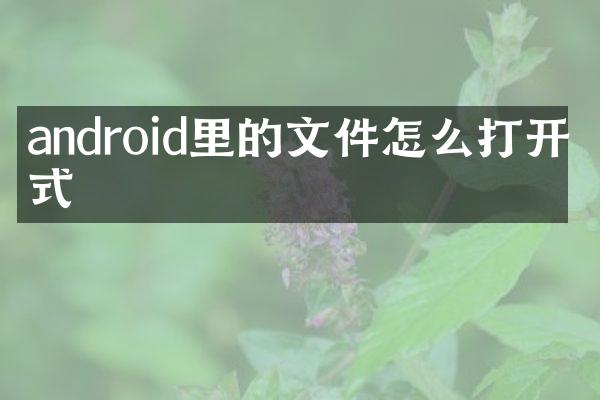 android里的文件怎么打开方式