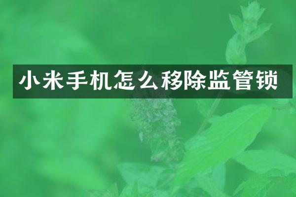 小米手机怎么移除监管锁