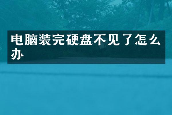 电脑装完硬盘不见了怎么办