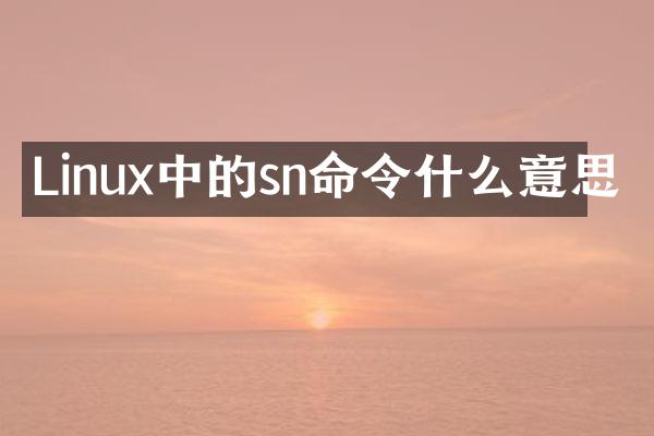 Linux中的sn命令什么意思