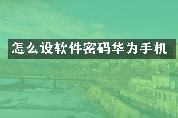 怎么设软件密码华为手机