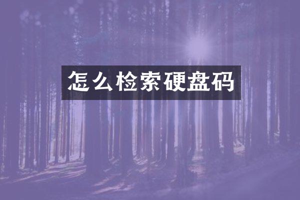 怎么检索硬盘码