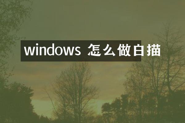 windows 怎么做白描