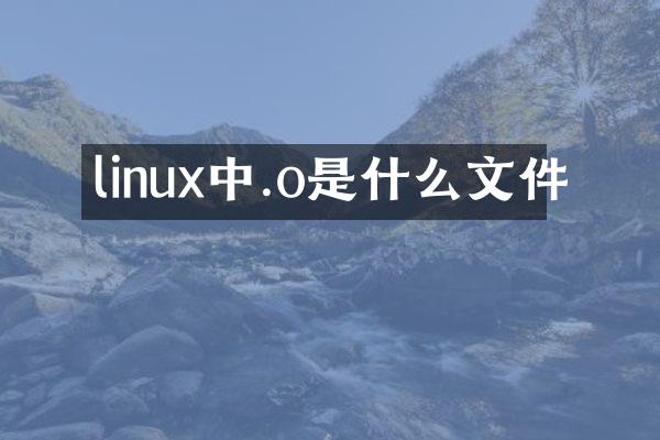 linux中.o是什么文件