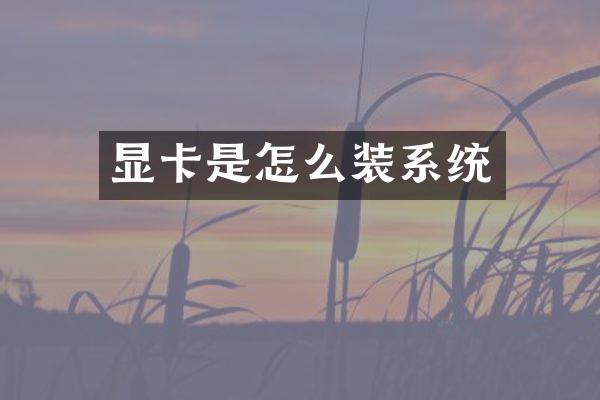 显卡是怎么装系统