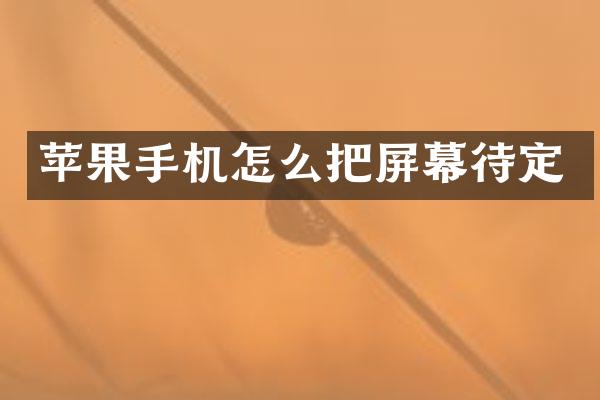 苹果手机怎么把屏幕待定