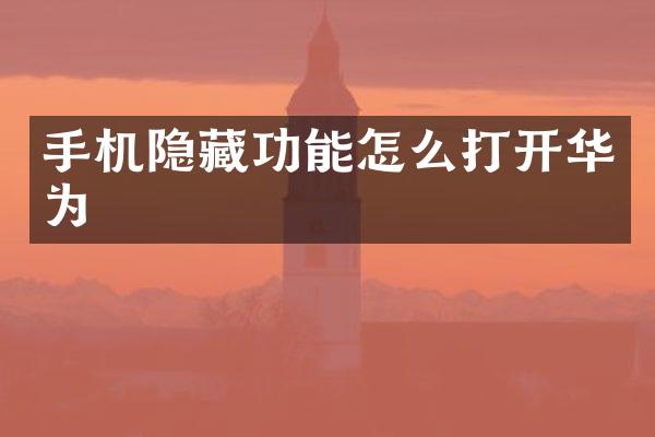 手机隐藏功能怎么打开华为