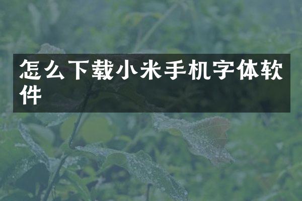 怎么下载小米手机字体软件
