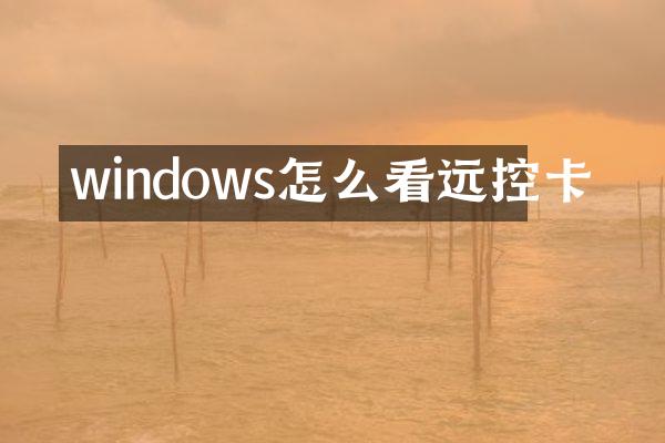 windows怎么看远控卡