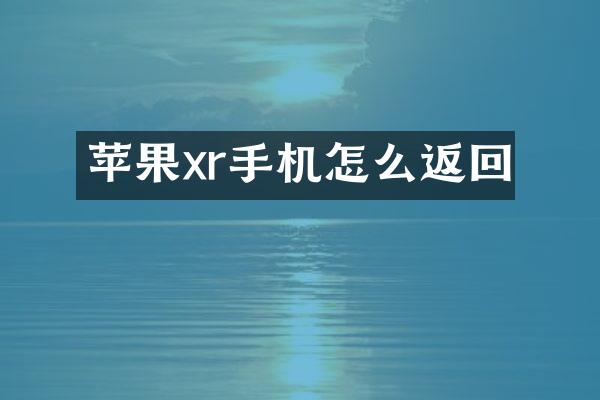 苹果xr手机怎么返回