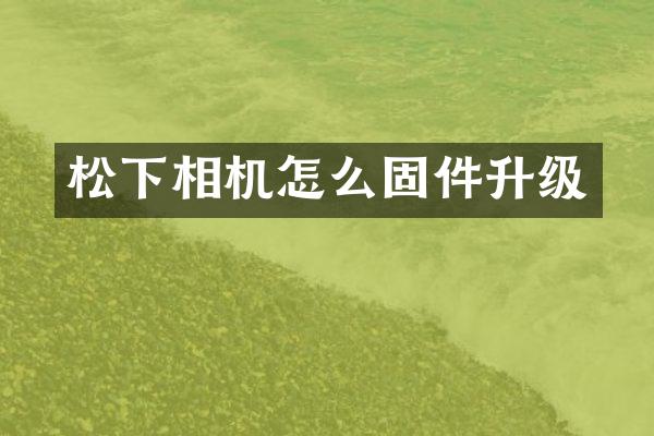 相机怎么固件升级