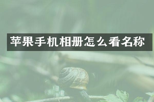 苹果手机相册怎么看名称