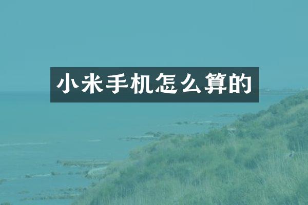 小米手机怎么算的