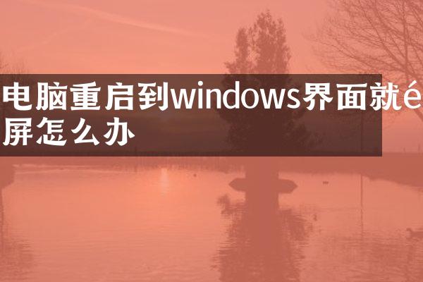 电脑重启到windows界面就黑屏怎么办