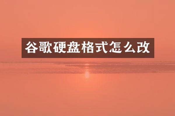 谷歌硬盘格式怎么改