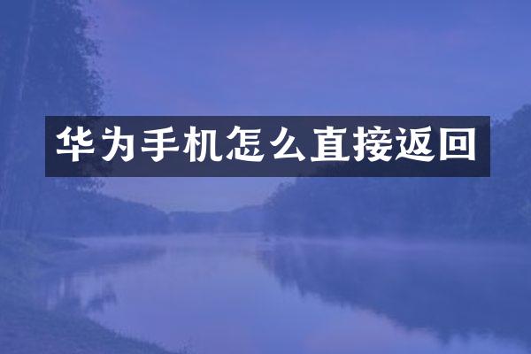 华为手机怎么直接返回