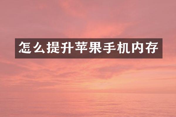 怎么提升苹果手机内存