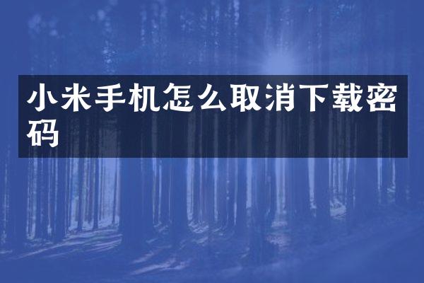 小米手机怎么取消下载密码