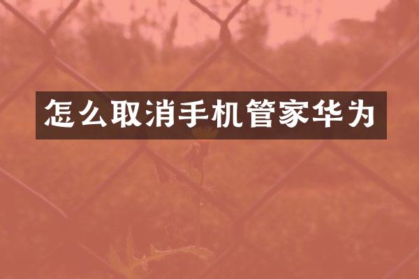 怎么取消手机管家华为