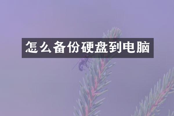 怎么备份硬盘到电脑