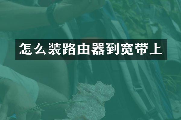 怎么装路由器到宽带上