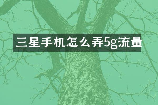 三星手机怎么弄5g流量