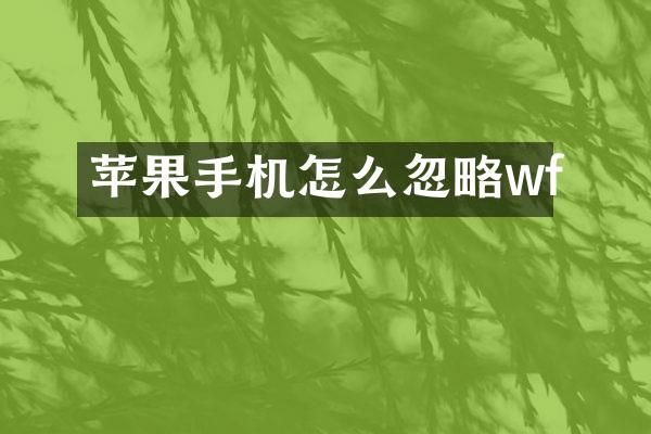 苹果手机怎么忽略wf